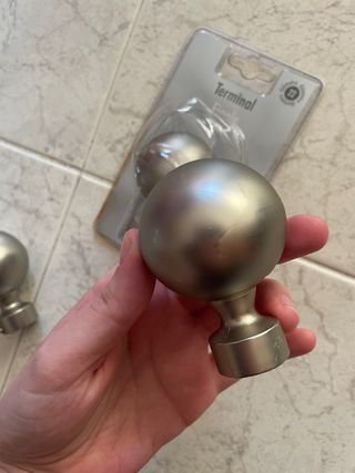 Terminali per barra di tenda a forma di sfera in argento