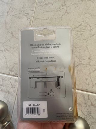 Terminali per barra di tenda a forma di sfera in argento