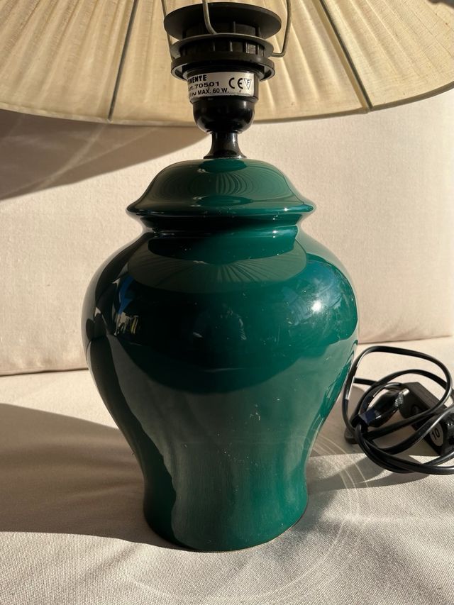 Lampada retro in ceramica verde anni '80