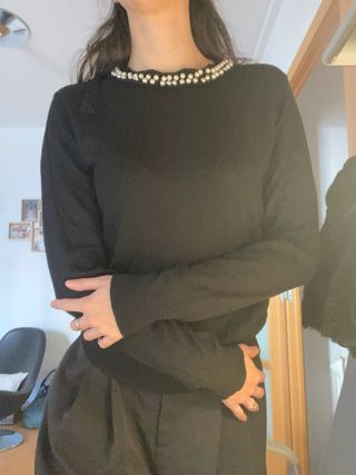 Jersey Zara Negro Perlas