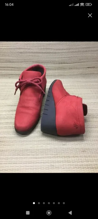 Botines Hírica Piel Gamuza Rojo