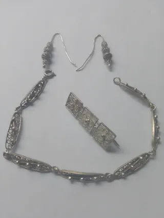 Conjunto Plata Filigrana: Collar, Pulsera y Pendie