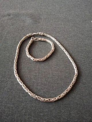 Conjunto Collar y Pulsera Plata Ley