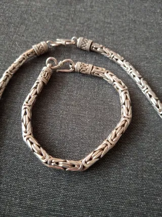 Conjunto Collar y Pulsera Plata Ley