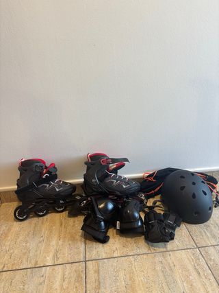 Patines Oxelo con protecciones y casco
