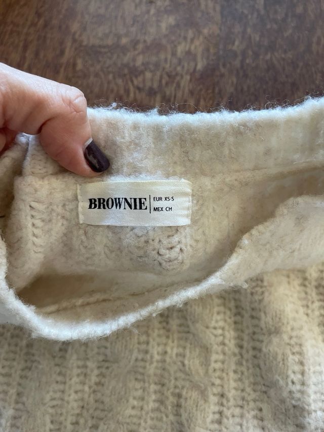 Jersey lana trenzado BROWNIE blanco