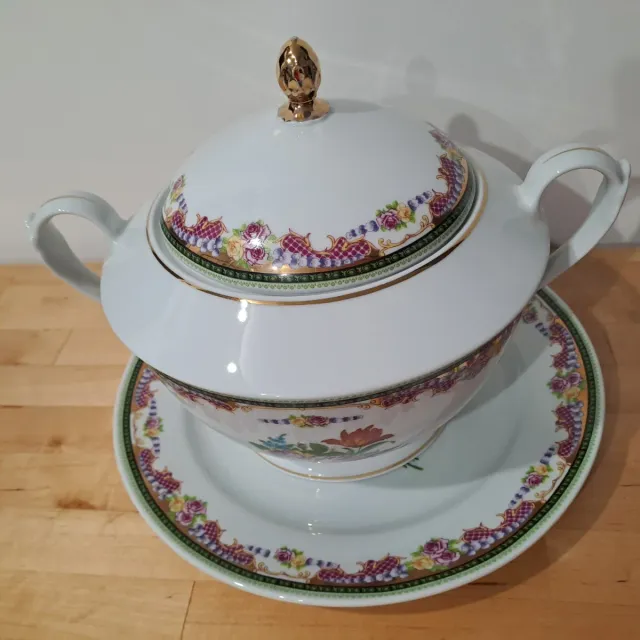 Zuppiera Limoges diam. 24cm con decori floreali