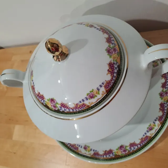 Zuppiera Limoges diam. 24cm con decori floreali