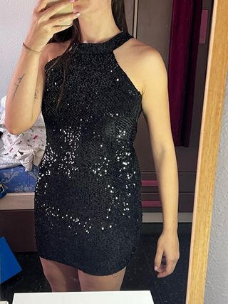 Vestido Negro Lentejuelas Talla M Muy buen estado