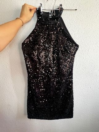 Vestido Negro Lentejuelas Talla M Muy buen estado