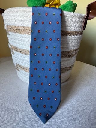 Corbata Loewe Azul con Puntos Rojos y Verdes