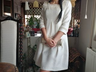 Vestido fiesta María Picaretta blanco y dorado