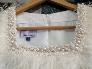 Vestido fiesta María Picaretta blanco y dorado