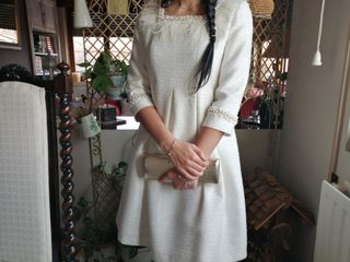 Vestido fiesta María Picaretta blanco y dorado