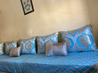 Fundas Salón Marroquí Azul y Dorado