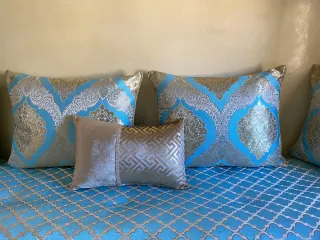 Fundas Salón Marroquí Azul y Dorado