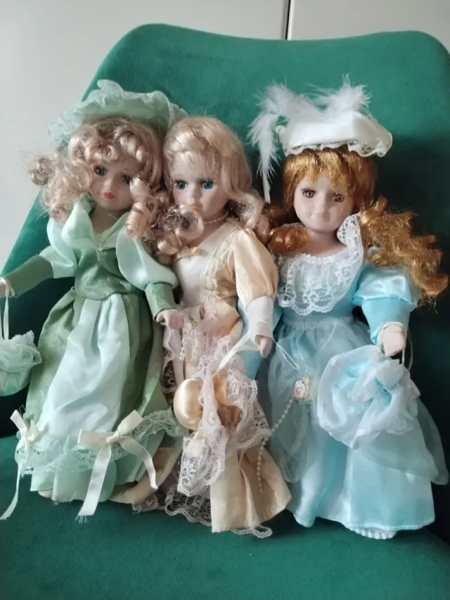 Set di 3 Bambole Porcellana