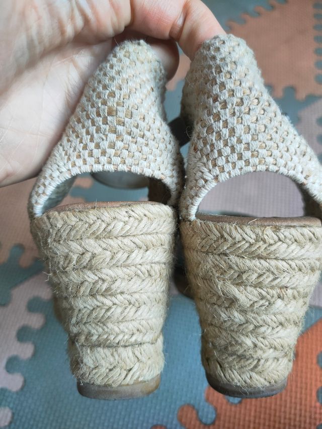 Cuñas esparto piel plateada T39 Antonio Parriego