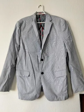 Blazer Rayas Finas Azul Marino