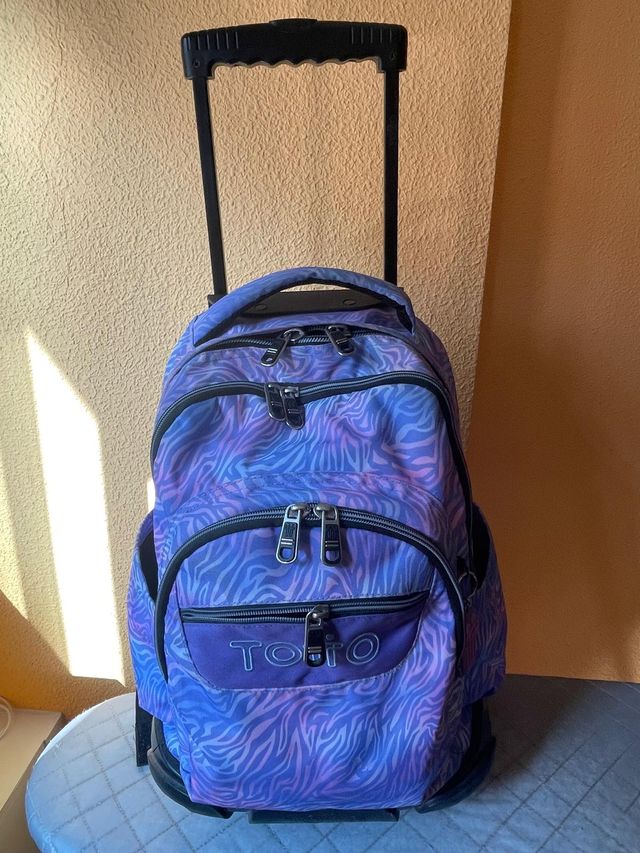 Mochila Totto con ruedas y estampado cebra