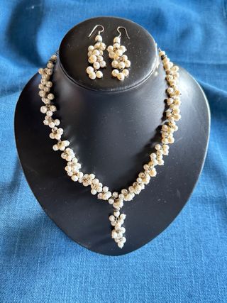 Conjunto plata con perlas