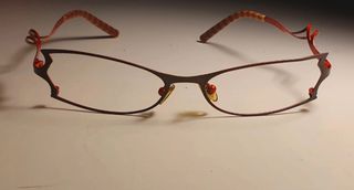 Montatura occhiali design tortora e rosso