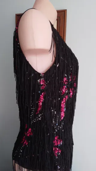 Top fiesta Tapioca negro y fucsia