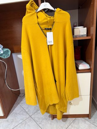 Blusa con zip e cappuccio taglia unica