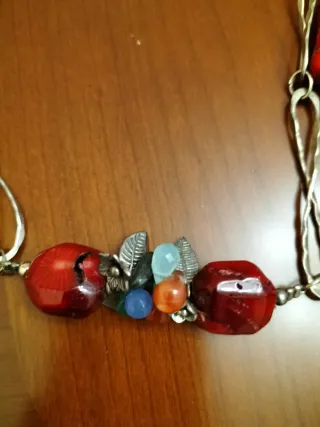 Collar Plata y Coral Rojo