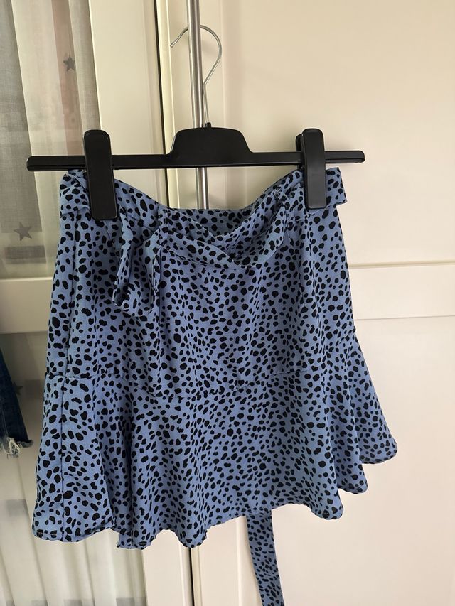 Falda pantalón azul con estampado