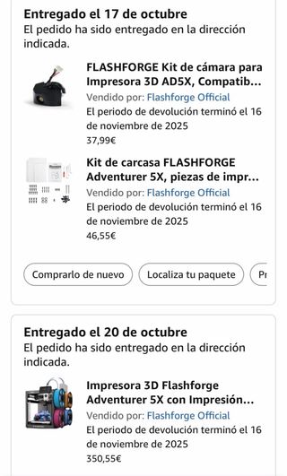 Impresora 3D Flashforge AD5X sin apenas uso