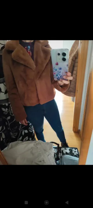 Abrigo pelo corto Camel, nuevo