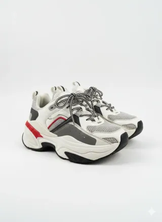 Zapatillas Buffalo grises, rojas y blancas