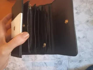 Cartera monedero negro y beige