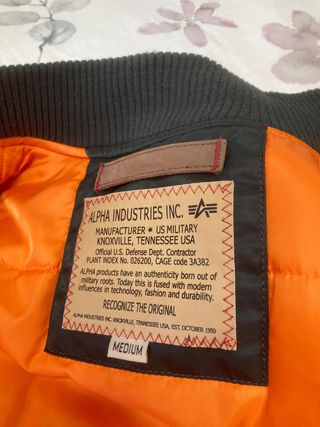 Chaqueta Bomber Alpha Industries MA-1 Talla M