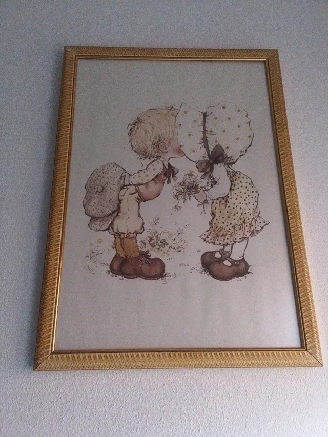 Cuadro infantil niños besándose