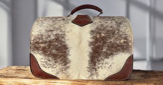 Vintage Leather and Natural Hair Cowhide Bag  1950