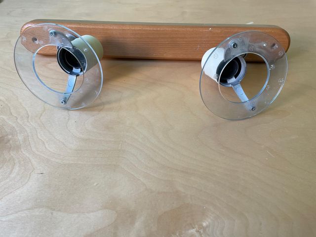 Aplique techo 2 bombillas madera y cristal