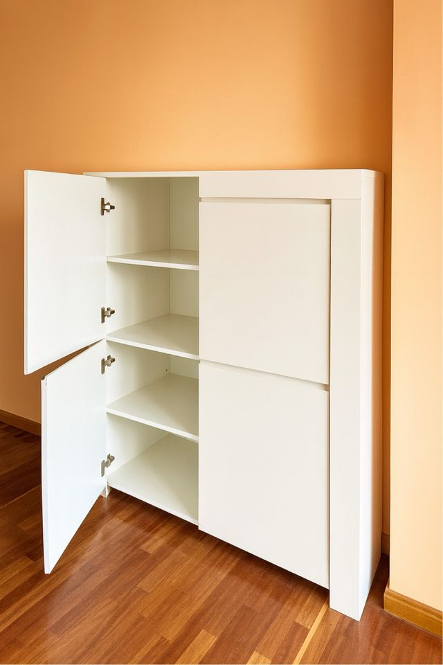 Mueble auxiliar blanco brillo 4 compartimentos