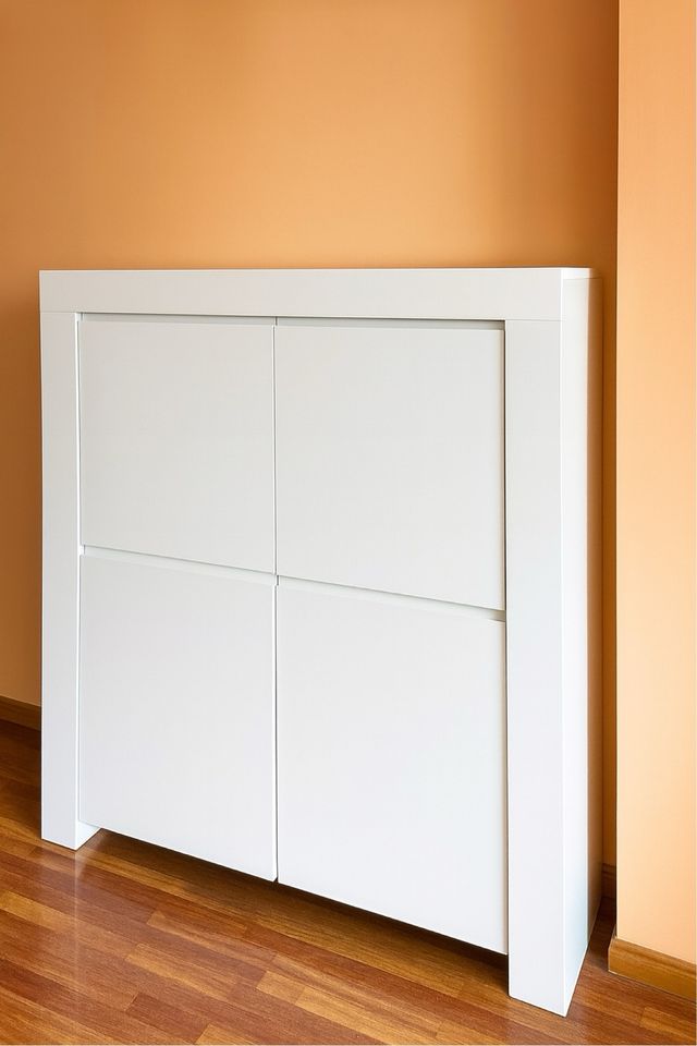 Mueble auxiliar blanco brillo 4 compartimentos