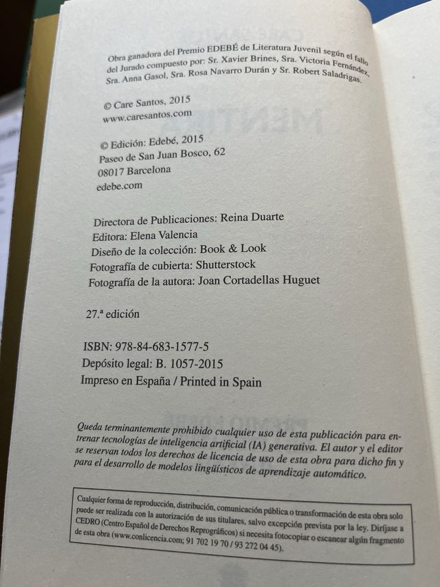 PREMIO EDEBÉ 2015: Mentira (Spanish Edition)