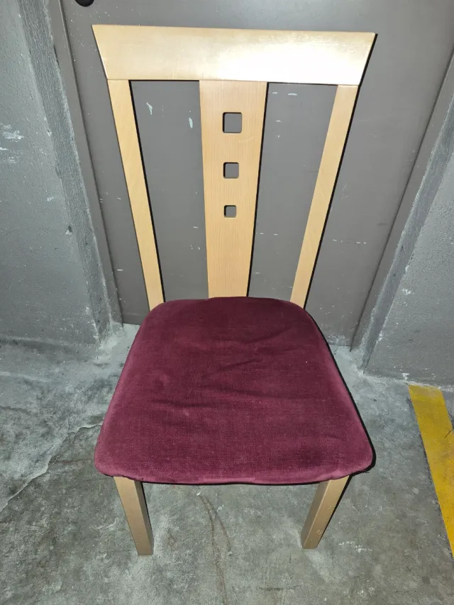 4 Sillas Comedor Madera y Terciopelo