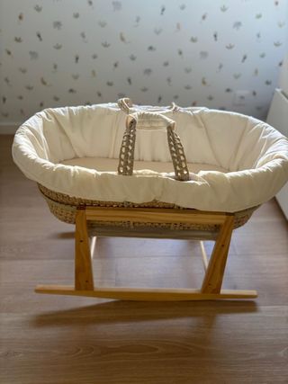 Cuna moisés bebé Natura Pura mimbre y madera