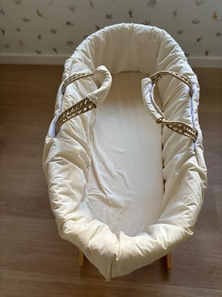 Cuna moisés bebé Natura Pura mimbre y madera