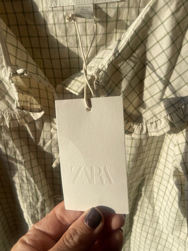Blusa Zara cuadros con etiqueta talla 12-13 años