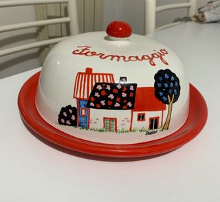 Porta formaggio in ceramica decorato