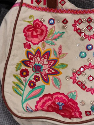 Borsa donna con ricami floreali