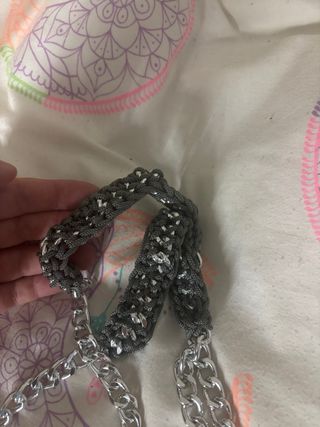 Borsa uncinetto grigia catena stile mccartney