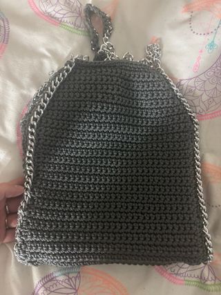 Borsa uncinetto grigia catena stile mccartney