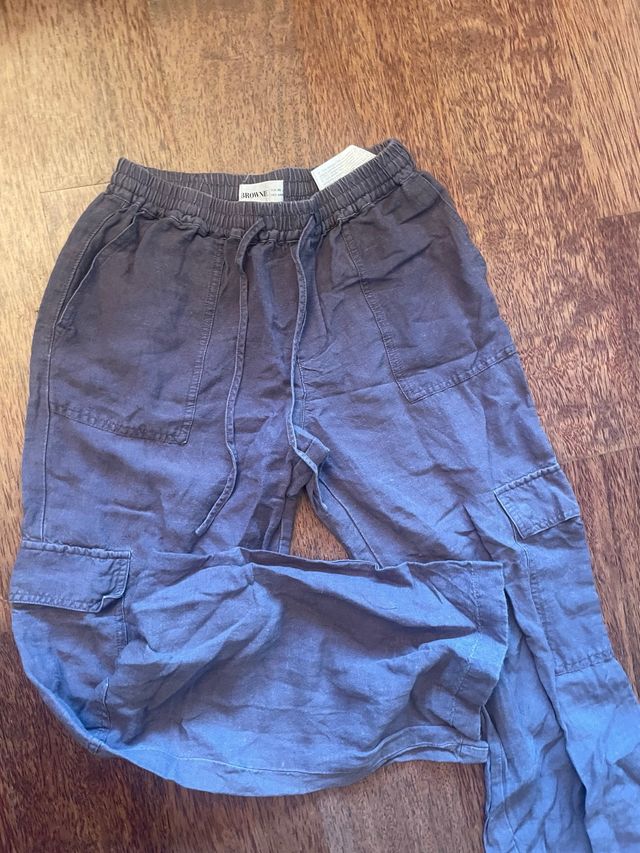 Pantalón cargo lino gris BROWNIE